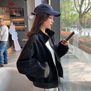 俞兆林拉鏈運(yùn)動(dòng)外套女2025春秋新款棒球服休閑顯瘦夾克開衫上衣寬松百搭 黑色【5273】 M 【建議100斤內(nèi)】