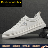 Bolomido國際正品鞋子男男鞋2025夏季新款時(shí)尚休閑鞋全牛皮百搭板鞋男鞋 白色 (240mm) 38