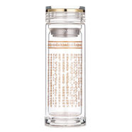 胖東來(lái)【央媽推薦】耐熱大悲心經(jīng)咒雙層玻璃杯家用茶杯泡茶印花居家 300ml加厚水晶蓋_大悲咒