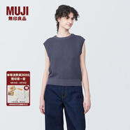 無(wú)印良品（MUJI） 女式 強捻網(wǎng)眼 法國袖毛衣 女款夏季 純棉全棉背心 BA1OJA4S 煙熏紫色 M (160/84A)