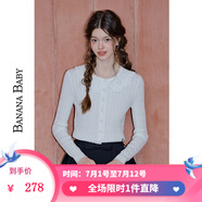 香蕉寶貝（BANANA BABY）[新品]2025年春新款甜美法式娃娃領毛衣女修身針織衫D251MY008 白色 M
