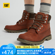 CAT卡特馬丁靴男士工裝鞋牛皮鞋面防潑水戶外高幫短靴P110501L3BDC43 棕紅 41