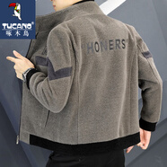 啄木鳥(niǎo)外套男秋冬韓版修身商務(wù)休閑短款毛呢夾克春季立領(lǐng)加厚款保暖上衣 卡其色 XL