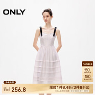 ONLY夏季甜美時尚蝴蝶結吊帶蛋糕裙連衣裙女|124207053 A34 淡雪紫色 M (165) 84A
