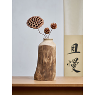 詠幻實(shí)木花瓶木制插干花香薰客廳田園新中式侘寂民宿居家擺件 S49230x17