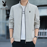 花花公子（PLAYBOY）夾克男外春秋季套新款商務中青年立領潮流百搭時尚立領夾克衫 2210卡其 L (115斤-130斤)
