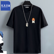 真維斯冰絲短袖速干t恤男夏季運(yùn)動(dòng)體恤網(wǎng)眼半袖青少年高端上衣涼感夏裝 黑（橘帽英文） 2XL 推薦（130-150）斤