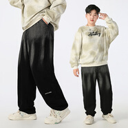 薇萊芺胖男童牛仔褲春秋裝加肥加大碼寬松休閑長(cháng)褲青少年大碼潮酷老爹褲 黑色 140