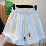 皮爾卡丹（pierre cardin）原宿風(fēng)闊腿短褲女裝小個(gè)子五分褲2025夏季高腰褲韓系直筒熱褲中褲 白色 2XL 【145-160斤】