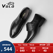 VOLO犀牛男鞋商務(wù)正裝皮鞋男士?jī)?nèi)增高透氣軟底德比鞋 黑色 38 
