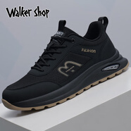 Walker Shop品牌休閑鞋男新款2025運(yùn)動(dòng)鞋網(wǎng)面透氣防臭男士黑色軟底休閑跑步鞋 黑卡色 6302防臭透氣款 41 【標(biāo)準(zhǔn)運(yùn)動(dòng)鞋碼】
