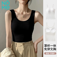 NOME吊帶背心女春夏內(nèi)搭外穿螺紋彈力無袖背心上衣 黑色（帶胸墊） L