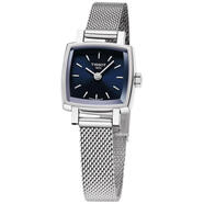 天梭（TISSOT）女款藍色方形L不銹鋼網(wǎng)帶腕表優(yōu)雅時(shí)尚水洗米 Silver