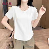 俞兆林冰絲短袖t恤女2025夏季新款正肩上衣寬松顯瘦百搭弧形下擺打底衫 白色 XL 110-125斤