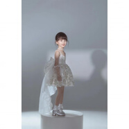 天啟世紀(jì)八音盒公主裙女童高端小禮服2025新款兒童生日花童婚禮主持連衣裙 趙露思同款白色禮服裙 禮服+大拖 120 cm
