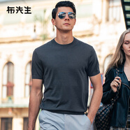 布先生澳洲進(jìn)口美麗諾羊毛短袖羊毛T秋圓領(lǐng)打底T恤男BT11988 礦石灰 L /175