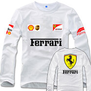 吉賽倫法拉利衣服 FerrariSF1000 F1方程式賽車服春秋男t恤打底體恤 法拉1 白色 S 150-160CM 80-100斤
