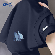 回力美式短袖t恤男夏季2025新款純棉重磅運動(dòng)休閑男士藏青色氣質(zhì)半袖 藏青(飛揚筆刷胸標) L /175(回力潮牌品質(zhì)保障)