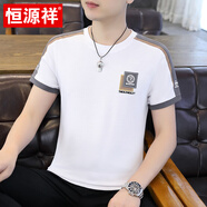 恒源祥男士短袖t恤英倫風(fēng)潮牌休閑2025款體恤高級(jí)感衣服冰絲半袖上衣潮 白色 M