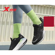 特步（XTEP）女跑鞋運(yùn)動鞋春季新品皮面防潑水跑步鞋輕便減震女鞋子 黑 38