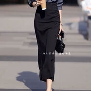 醋酸半身裙時(shí)尚氣質(zhì)套裝女2024春秋百搭醋酸襯衫女顯瘦高腰半身裙 單件黑色裙子 M 100M 建議100斤以下