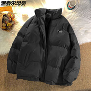 溫蔓爾大童羽絨服女12-15歲新款寬松版羽絨棉服短款面包服棉襖加厚外套1 黑色 165 S 建議70100斤
