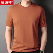 恒源祥短袖t恤男女同款中青年圓領(lǐng)純色柔軟舒適休閑簡(jiǎn)約透氣情侶款棉T 深橙 L 175/50/110