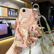 格蘭納適用蘋果6手機殼iPhone6SPlus新款6S創(chuàng)意斜挎掛脖繩高級感孔位全包紫鉆蝴蝶潮流網(wǎng)紅防摔簡約個性 古董白-黃鉆蝴蝶【送背帶】 蘋果6S