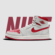 耐克（NIKE）【潮】Air Jordan aj1板鞋女子新款中高幫透氣休閑運動耐磨籃球鞋 DV1304-106（灰白紅） 39