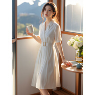 墨媛（MOYUAN）2025年春天夏季最新品款女士裝法式連衣裙小個(gè)子顯瘦氣質(zhì)時(shí)尚衣服 條紋連衣裙 L 108-118斤