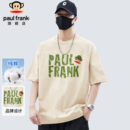 大嘴猴（paul frank）短袖t恤男士透氣純棉短袖男夏季休閑運(yùn)動上衣外套男裝 杏色 L