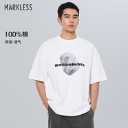MARKLESS【安心品質(zhì)】純棉印花t恤男2025夏季新款寬松短袖5646 白色 M