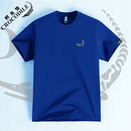 卡帝樂(lè)鱷魚(yú)法國(guó)鱷魚(yú)男士短袖T恤夏季圓領(lǐng)刺繡花標(biāo)棉質(zhì)輕奢體恤打底衫半袖 藍(lán)色 克萊因藍(lán) XL 130-145斤