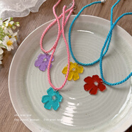 清晨的星星多巴胺彩色花朵吊墜項鏈女2025新款可愛(ài)百搭頸鏈鎖骨鏈春夏配飾品 黃色花朵項鏈