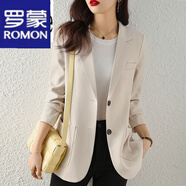 羅蒙（ROMON）輕奢女裝 韓版小西裝外套女春秋2022秋季新款高級(jí)感時(shí)尚氣質(zhì)西服 白色西裝 2XL