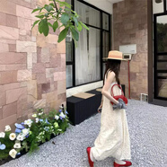 榮西圖（RONGXITU）韓國氣質(zhì)鏤空蕾絲連衣裙設(shè)計(jì)感寬松休閑裙子顯瘦 奶杏色 S