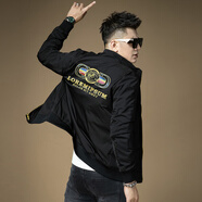 奧圣特（AOSHENGTE）香港潮牌高端夾克男士春秋季新款歐洲站潮流痞帥修身休閑外套男裝 5998黑色 L