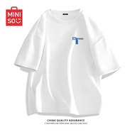 名創(chuàng)優(yōu)品（MINISO）重磅T恤男短袖2025新款二本針抗皺純棉半袖男款純色百搭圓領(lǐng)體恤 【100%純棉】白色(m藍(lán)色膠帶胸標(biāo)) S /165(品控嚴(yán)格)