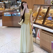 歐若婷雅夏季2025新品連衣裙不規(guī)則短袖女裝上衣高腰垂感裙褲套裝女兩件套 套裝 S