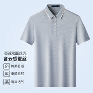 富紳（Virtue）【含桑蠶絲】商務(wù)T恤夏時(shí)尚Polo衫翻領(lǐng)男士短袖 灰色 XL