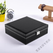 接運(yùn)貓皮質(zhì)大容量首飾盒防氧化精致黃金手鐲項(xiàng)鏈戒指耳釘一體收納 黑色-26.5X26.5X8.5cm雙層收納