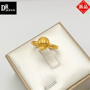 DRJEFUN越南沙金戒指男士福發(fā)財字情侶龍鳳指環(huán)鍍金女款?lèi)?ài)心機器貓小戒子 亞光機器貓戒指活口