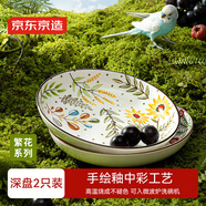 京東京造美式盤  烤魚牛排西餐水果沙拉菜盤家用 繁花系列 8英寸*2