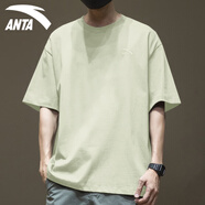 安踏（ANTA） 短袖男t恤男裝上裝春夏季新款純棉潮流針織彈力透氣漸變字母圓領(lǐng) -5悠草綠 3XL 190