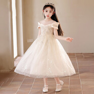 奧蒙威兒童公主裙晚禮服花童婚紗裙女童主持人鋼琴演出服YR-KLS-1792 香檳色無袖 120
