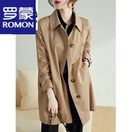 羅蒙（ROMON）輕奢女裝風(fēng)衣女中長(zhǎng)款春秋裝2024春秋季新款寬松韓版英倫風(fēng)外套女 卡其色(格子里) 常規(guī) XL 建議115-130斤