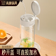 閃閃優(yōu)品涼水壺玻璃水壺冷水壺涼水壺耐高溫玻璃壺玻璃冷水壺玻璃涼水壺 秒開蓋冷水壺：自動回流