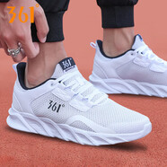 361°男鞋冬季透氣網(wǎng)鞋軟底運動(dòng)鞋子男2025新款輕便百搭網(wǎng)面休閑跑步鞋 361度白/曜石黑-1 39