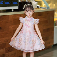 巴帝巴帝（Badibadi）女童漢服連衣裙夏裝2025新款兒童裙子夏季小女孩中國(guó)風(fēng)公主裙夏款 239粉色 130