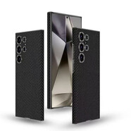 三星（SAMSUNG）適用于三星S24ultra手機(jī)殼膚感素皮S23ultra曲面全包防摔外殼S24u 精孔黑色碳纖維紋曲面全包硬殼 三星GalaxyS24Ultra